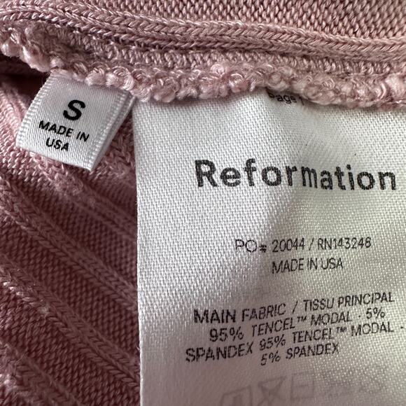 Reformation Crop Top Women’s Small Pink Ribbed Pullover Lightweight Long Sleeve - Picture 7 of 10